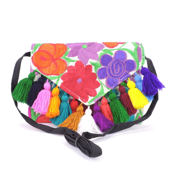 Handmade Boho Crossbody Purse Tassel Embroidered - Picture 3 of 3